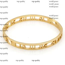 New Fashion Gold Romania Bangle Woman Titanium Steel Shackle Romania Bracelet Designer Jewelry Cuff Bangles Bracelets For Women 4Mm 7Mm 821