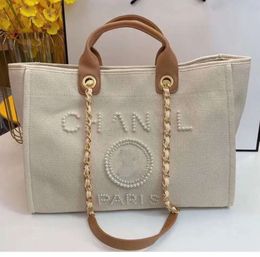 Designer Large capacity Beach Bag Luxury pearl tote seaside ladies shoulder handbags shopping Fashion Duffel wallet CH0505