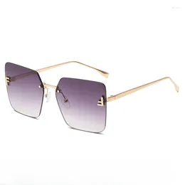 Sunglasses Luxury Brand Women 2024 Rimless Square Fashion Retro Sun Glasses For Men Vintage Lady Summer Flat Top Shades Eyewear