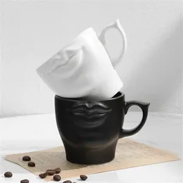 Mugs Creative Ceramic Coffee Mug 3D Lip Spout White Handmade Porcelain Tea Cup Milk Drinkware Table Decoration Special Gift