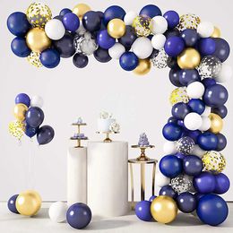 Party Balloons Blue Gold Balloon Garland Arch Happy Birthday Party Decor Kids Adult Graduation Anniversary Party Decor Latex Baloon Baby Shower
