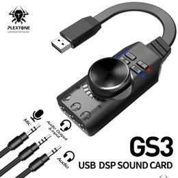 Sound Cards Plextone Gs3 Usb Card For Pc Virtual 7.1 Channel 3.5Mm Headphone O Jack Stereo Converter Drop Delivery Computers Networkin Ottau