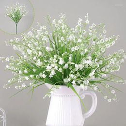 Decorative Flowers Artificial Flower Lily Of The Valley Fake Plastic Bridal Bouquet Wedding Party Decor Flores Garden