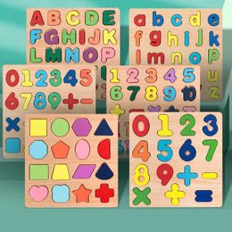 Alphabet Arithmetic Numeric Geometry Wooden Puzzle Montessori Kindergarten Learning Education Games Childrens Toys S516