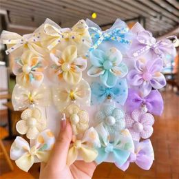 Hair Accessories 10 pieces/set childrens hair clip Princess Litt girl sweet mesh broken bow hair clip cute baby will not harm hair headwear set WX