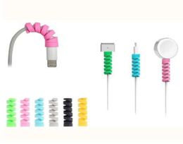 100pcslot Silicone Spiral Cable Protector USB Charging line saver For Mobile Phone cable protection Cord Holder Cable Organizer3564679