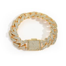 Designer Armband 15 mm Doppelreihe Zirkon Diamant Kubanisches Armband Herren Armband Mode Gold plattiert 18K Armband Designer.