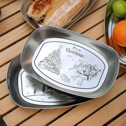 Plates ZUPA Retro Fruit Plate Tinplate Small Tray Metal Snack Boat-shaped