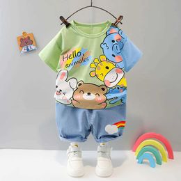 Clothing Sets Summer Boys Clothing 1 2 3 4 Year Old Cute Cartoon Fashion Cotton Short sleeved Casual Cool Breathable Shorts Set WX