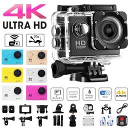 Sports Action Video Cameras 4K ultrahigh definition original action camera 1080P30fps WiFi 20 inch screen 170D waterproof underwater helmet GO recordi J240514