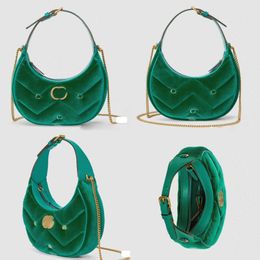Vintage half moon underarm bag women hobo Bag luxury designer bag M armont chain shoulder crossbody bags genuine leather handbag wiht box