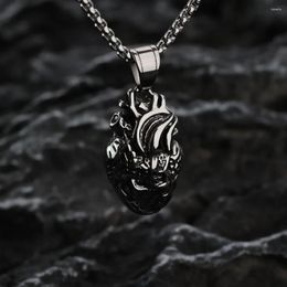 Pendant Necklaces European And American Style Fashionable Personalised Men's Stainless Steel Necklace Mechanical Heart Jewellery