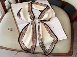 Women Silk Scarf Elegant Floral Printed Small Square Neck Kerchief Bandana Female Echarpe Luxury Hairbands 221183040782
