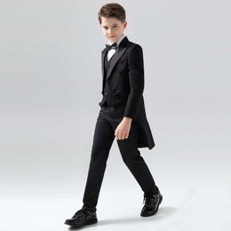 Kids Formal 007 Black Tuxedo Wedding Dress Flower Boys Evening Party Photograph Suit Children Birthday Gift Ceremony Costume