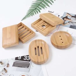 Bamboo Dish Dishes Simple Wooden Natural Soap Holder Rack Plate Tray Round Square Case Container es