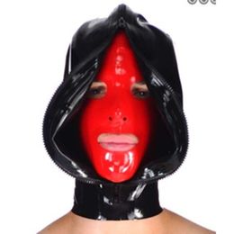 Latex Rubber Mask Masquerade Cosplay Hood Black&Red handmade S-XXL Cosplay,Masquerade