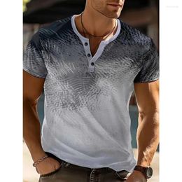 Men's T Shirts Daily Summer Casual Striped Gradient Neck Short Sleeve Shirt