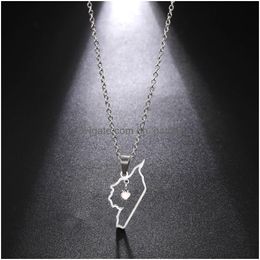 Other Eueavan Stainless Steel Syria Map Heart Pendant Necklace Middle East Country Geography Necklaces For Women Men Ethnic Jewellery Dr Otgbx