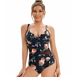 Women's Swimwear 2024 Tulle Plus Size One Piece Swimsuit Women Solid Bathing Suit Fat See Through Monokini Mujer Maillot De Bain 5XL
