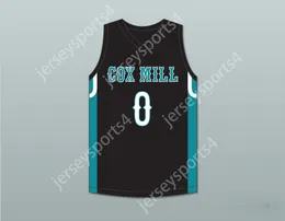 CUSTOM NAY Youth/Kids WENDELL MOORE JR 0 COX MILL HIGH SCHOOL CHARGERS BLACK BASKETBALL JERSEY 2 Stitched S-6XL