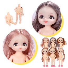 Stuffed Plush Animals Cute 17cm Doll with Facial Expression DIY 3D Eyes Princess 13 Joint Mobile Girl Toy BJD Q240515