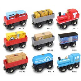 Diecast Model Cars Wooden magnetic train toys wooden railway helicopter trucks wooden train track accessories suitable for childrens toy brand tracks WX