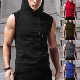 Men's Tank Tops 2024 Summer Men Gym Clothing Sleeveless Sports Hooded Sweatshirts Fashion Male Workout Fitness Shirts Casual Vest Tanks