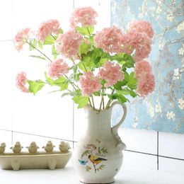 Decorative Flowers Artificial Hydrangea 2 Head Silk Flower Bouquet Wedding Home Party Shop Spring Table Set Centre Soft Decoration