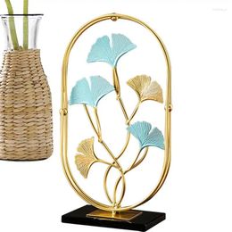 Decorative Flowers Metal Ginkgo Leaf Gold Iron Sculpture Unique Elegant Tabletop Ornament With Stable Base For Offices Home Bedroom Decor