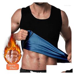 Mens Body Shapers Sauna Suit Shirt - Heat Trap Sweat Compression Vest Shapewear Top Gym Exercise Versatile Shaper Waist Trainer Drop D Otfte