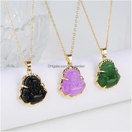 Pendant Necklaces 9 Colour Crystal Buddha Women Girls Amet Chinese Style Maitreya Necklace Jewellery Wholesale Accessories Drop Delivery Otofs