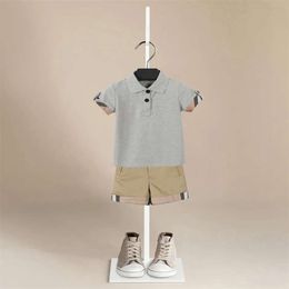 Kids Boy Clothes Summer Casual Suit Polo Shirt Short Sleeve White striped Shorts Clothing 1-9 Years Children Outfits L2405