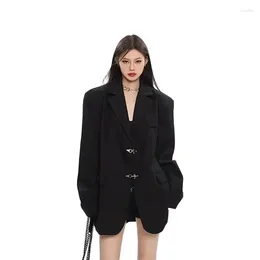 Women's Suits Stylish Black Blazer Suit Jacket For Women Clothes 2024 Spring Autumn Blazers Korean Loose Coats Office Lady Tops WV190