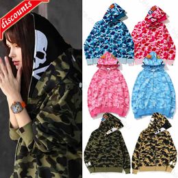 Mens Designer Hoodie Womens Full Zip Shark Black Camouflage Jacket Blue Hooded Sweatshirt Sweater Long Sleeve Technology Woollen Cardigan 95XC