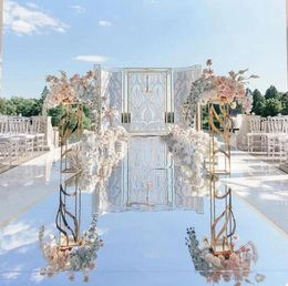 Luxury 1 To 2.4 Meters Wide White Themes Wedding Centerpieces Mirror Carpet Aisle Runner For Stage Party Decoration