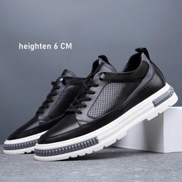 Increased Board Shoes Casual 6-8 CM Internal Heightening Sneakers Man Sport Leather Loafers Footwear Male Elevator Trainers