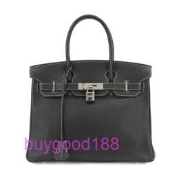 AA Briddkin Top Luxury Designer Totes Bag Stylish Trend Shoulder Bag 30 Hand Bag Togo Black Stamp Silver Hardware Womens Handbag