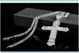 Necklaces & Pendants Jewelrysier Hip Hop Charm Full Ice Out Cz Simulated Diamonds Catholic Crucifix Christian Pendant Necklace With Lo4676640