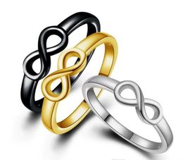 925 Sterling Silver plating Infinity Ring gold silvery black Band ring for Women Fashion Wedding Jewelry Gift MOQ 20 pcs size US 66672513