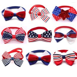 Dog Apparel 100pcs Independence Day Pet Bow Tie Accessories Mix Styles Small Cat Bowties Collar Supplies