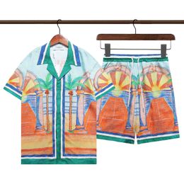 Men's Tracksuits 2024ss Tennis Flowers Stripes Men Women Short Set T Shrt Hawaii Beach Style Suit Hip Hop Shirt Shorts Couple Suits M-XXXL