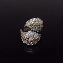 Cluster Rings 2024 S925 Silver European And American Luxury Full Diamond Leaf Ring For Men Women Exquisite Coloured Jewellery