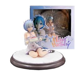 Action Toy Figures Sitting Blue haired Girl Set Action Sitting posture Figure With seat cushion PVC Boxed Collectible Model Toys Y240516