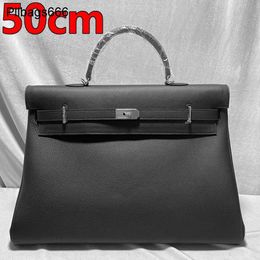 Tote Bag 50cm Large Handbags Customized Big Real Leather One Pair of Capacity Travel Mens Handbag