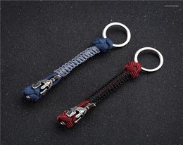 Keychains MKENDN Vintage Spartan Warrior Lanyard Metal Keychain Handmade Woven Survival Paracord Rope Keyring For Men Jewellery Acce3752155