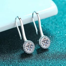 Dangle Earrings Silver Total 1 Carat Diamond Test Passed Excellent Cut High Clarity D Colour Round Moissanite Drop For Women
