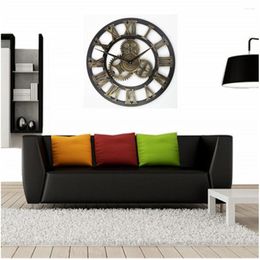 Wall Clocks Handmade 3D Retro Rustic Clock Decorative Luxury Art Big Gear Wooden Vintage Large On The For Gift 40cm