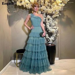 Party Dresses Eeqasn Elegant One Shoulder Tulle Formal Prom Pleats Tiered Skirt Long Women Wedding Gowns Evening Occasion Dress