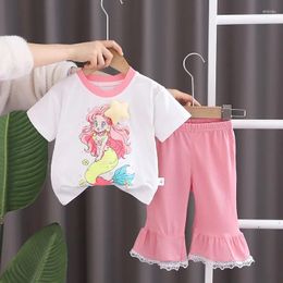 Clothing Sets 2024 Summer Baby Girl 2 Piece Set Clothes For Kids Girls 9 To 12 Months Cartoon Printed Short Sleeve T-shirts And Shorts