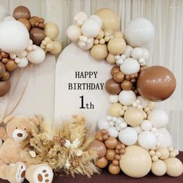 Party Decoration 105Pcs Brown Birthday Balloon Garland Khaki Sand White Latex Balloons For Wedding Baby Shower Bear Decor